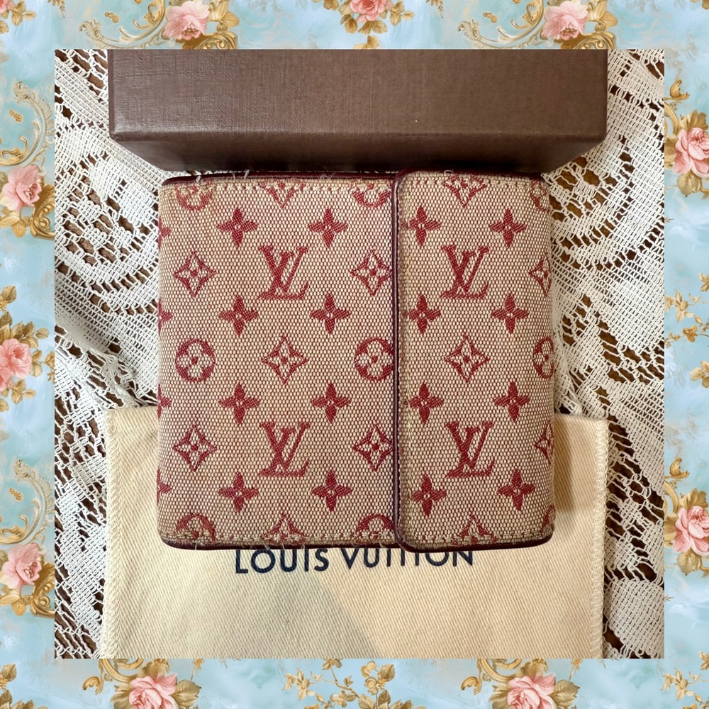 Louis Vuitton Red Mini Lin Monogram Wallet